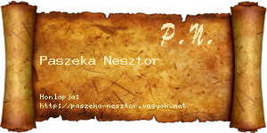 Paszeka Nesztor névjegykártya
